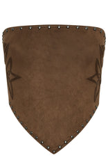 Rumours Strapless Faux Suede Top Chocolate