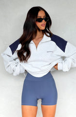 It's A Bad Idea Zip Front Sweater Grey