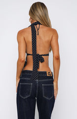 Quick Getaway Top Navy Polka Dot