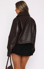 Nobody Told Me PU Jacket Chocolate