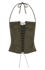 Don't Speak Faux Suede Bustier Cactus