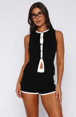 Second Guessing Knit Top Black