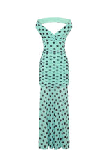 Sweet And Chic Maxi Dress Aqua Polka Dot