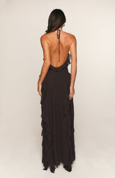 Control The Vibe Halter Maxi Dress Chocolate