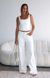 Just My Type Mid Rise Wide Leg Jeans Off White