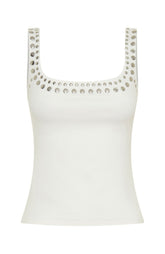 Let's Play Studded Tank Top White