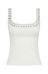 Let's Play Studded Tank Top White