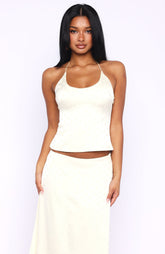Palm Breeze Halter Top Cream