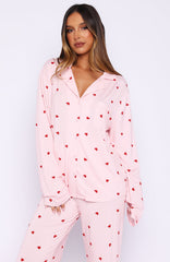 Pillow Talk Printed Long Sleeve Pyjama Set Valentines Kisses