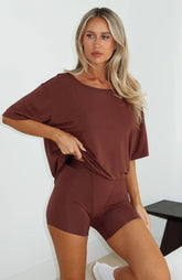 Slow Life Boyfriend Boxer Shorts Chocolate