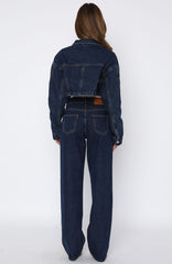 Did You Miss Me Mid Rise Straight Leg Jeans Dark Blue