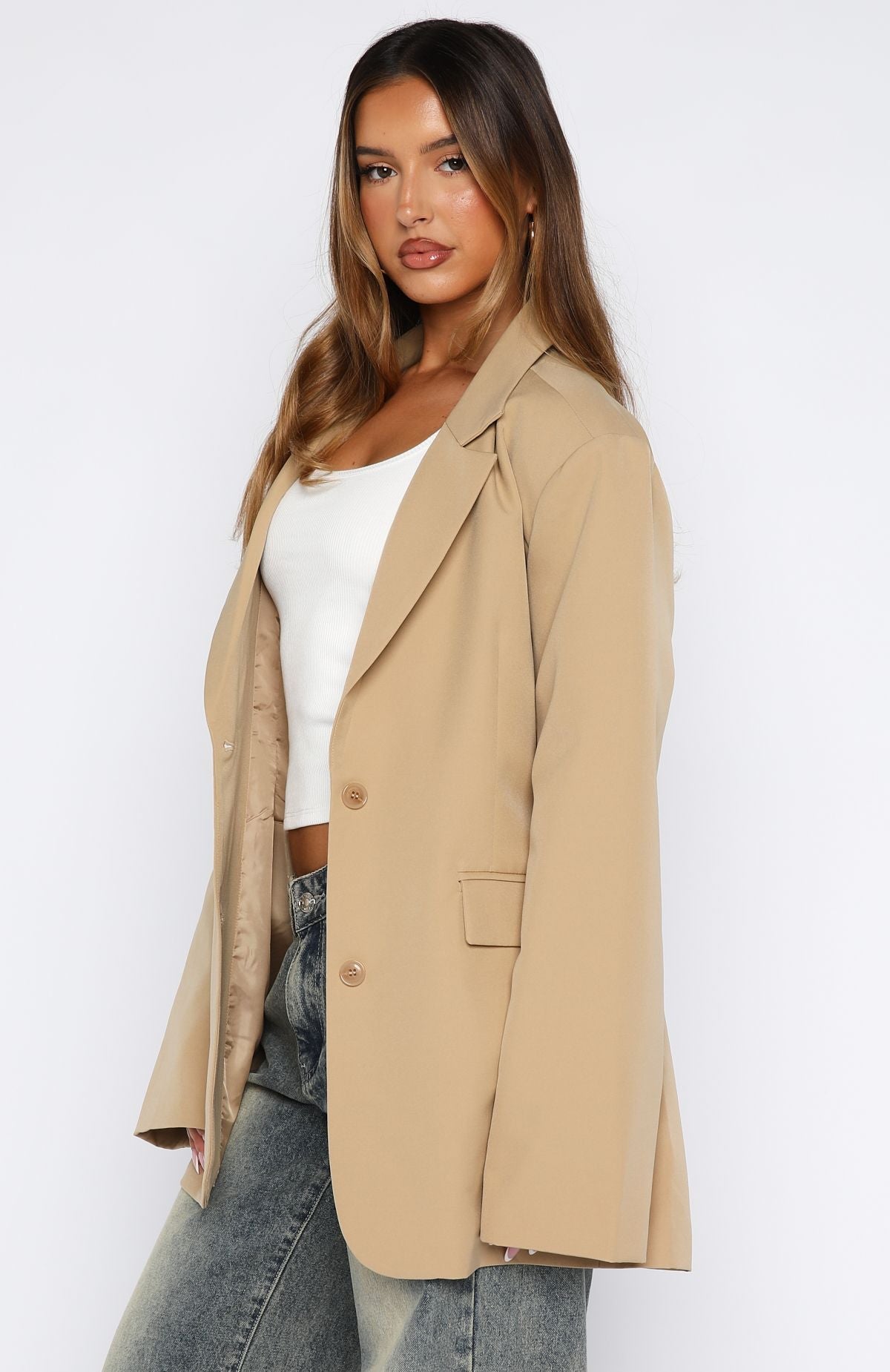 Catch Me Now Oversized Blazer Sand