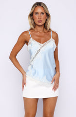Caught Your Eye Lace Cami Top Light Blue/White