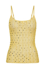 Femme Fuel Sequin Crochet Top Lemon