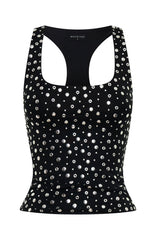 Festival Feels Embellished Tank Top Black