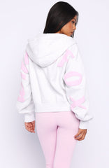 Gone Away Boxy Zip Front Hoodie Grey Marle