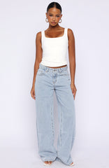 Just My Type Mid Rise Wide Leg Jeans Light Blue