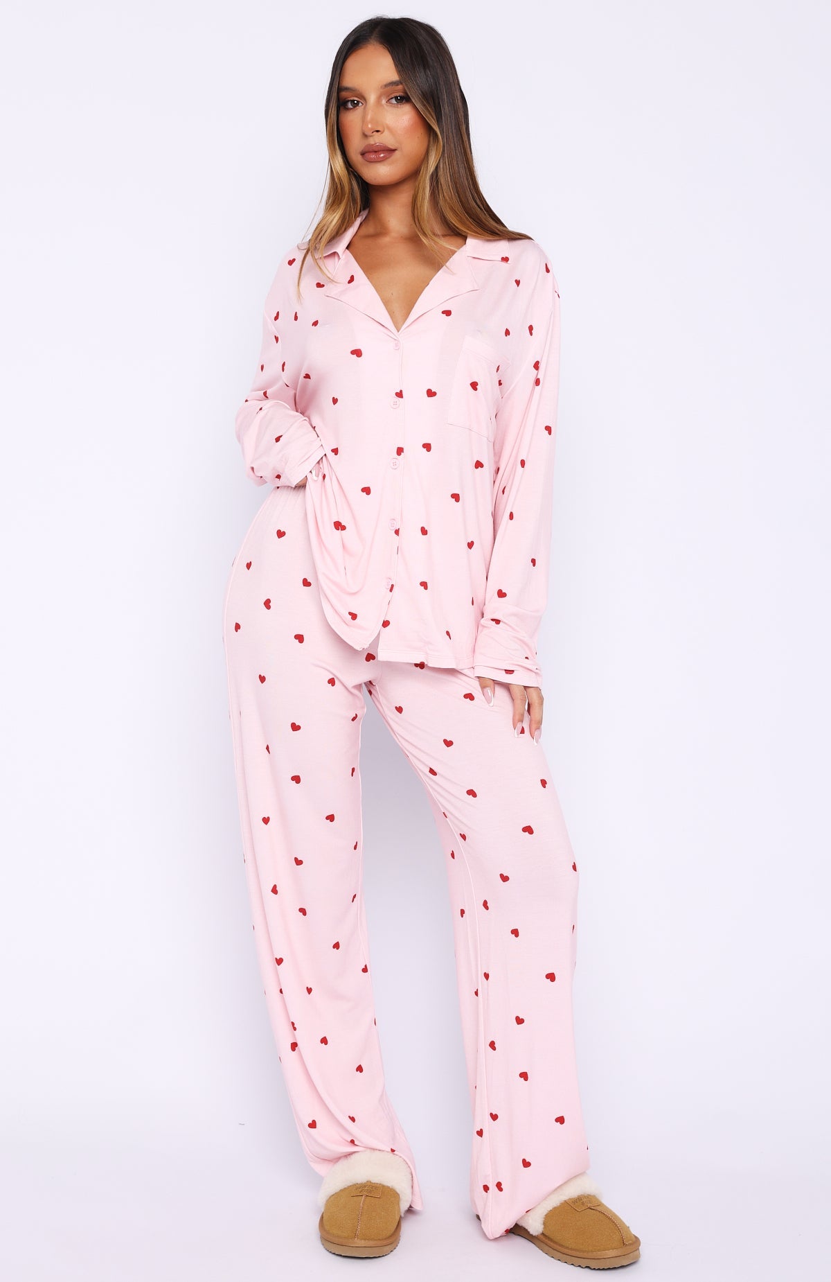 Pillow Talk Printed Long Sleeve Pyjama Set Valentines Kisses