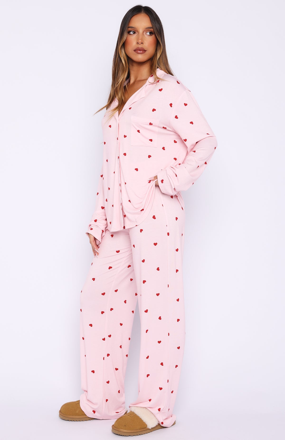 Pillow Talk Printed Long Sleeve Pyjama Set Valentines Kisses