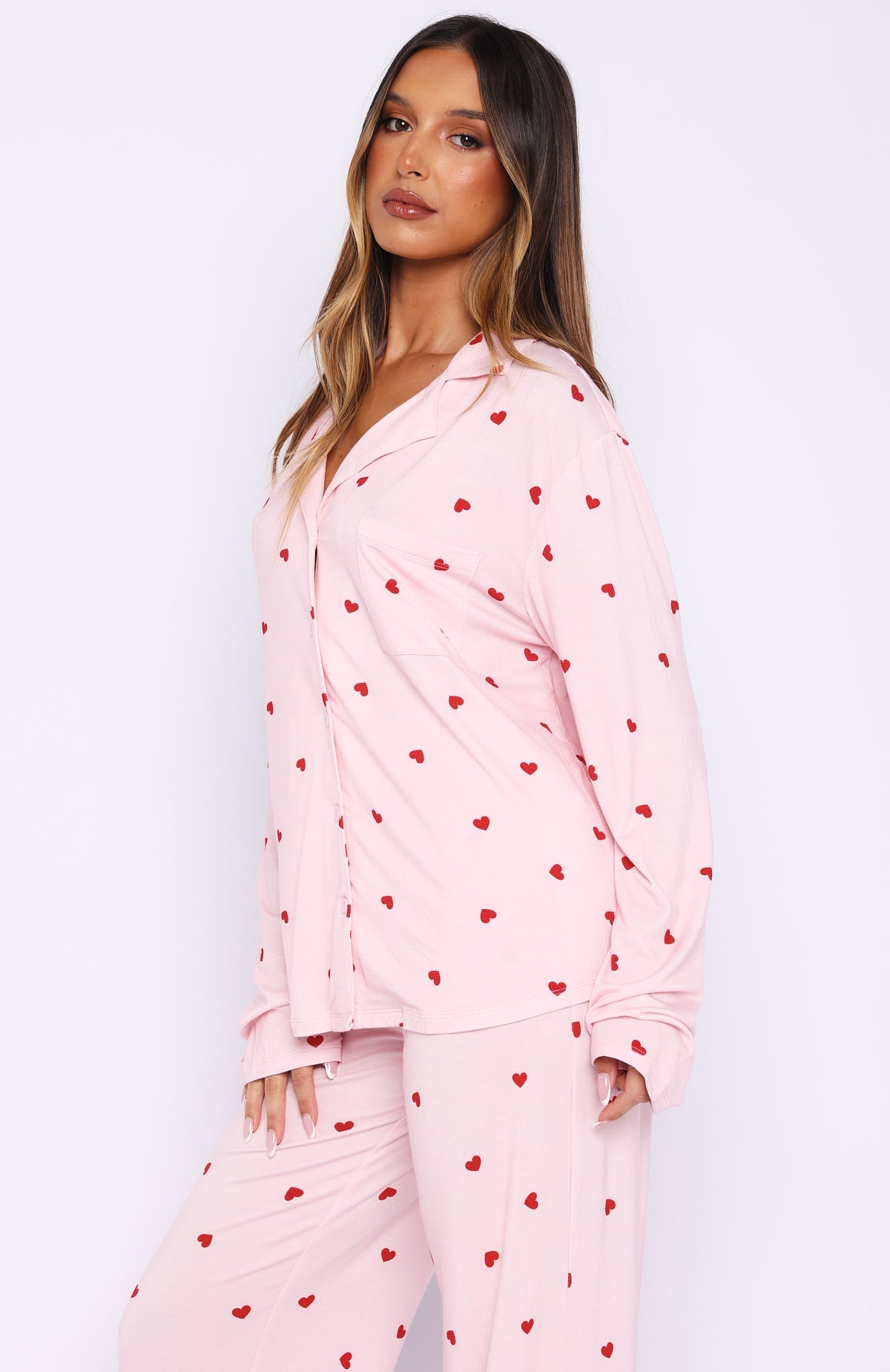 Pillow Talk Printed Long Sleeve Pyjama Set Valentines Kisses